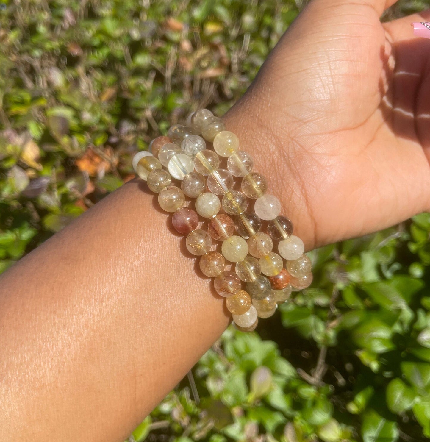 Multi-Colour Rutilated Quartz Bracelet, Healing Crystals, Gemstone Bracelet, Chakra Healing Bracelet, Golden Healer, Abundance, Wealth