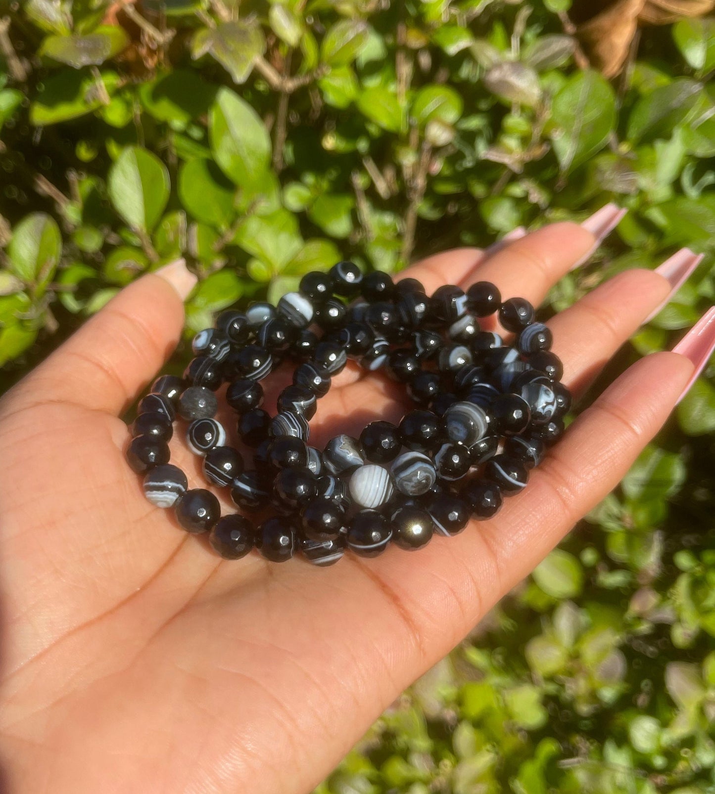 Faceted Black Agate Bracelet