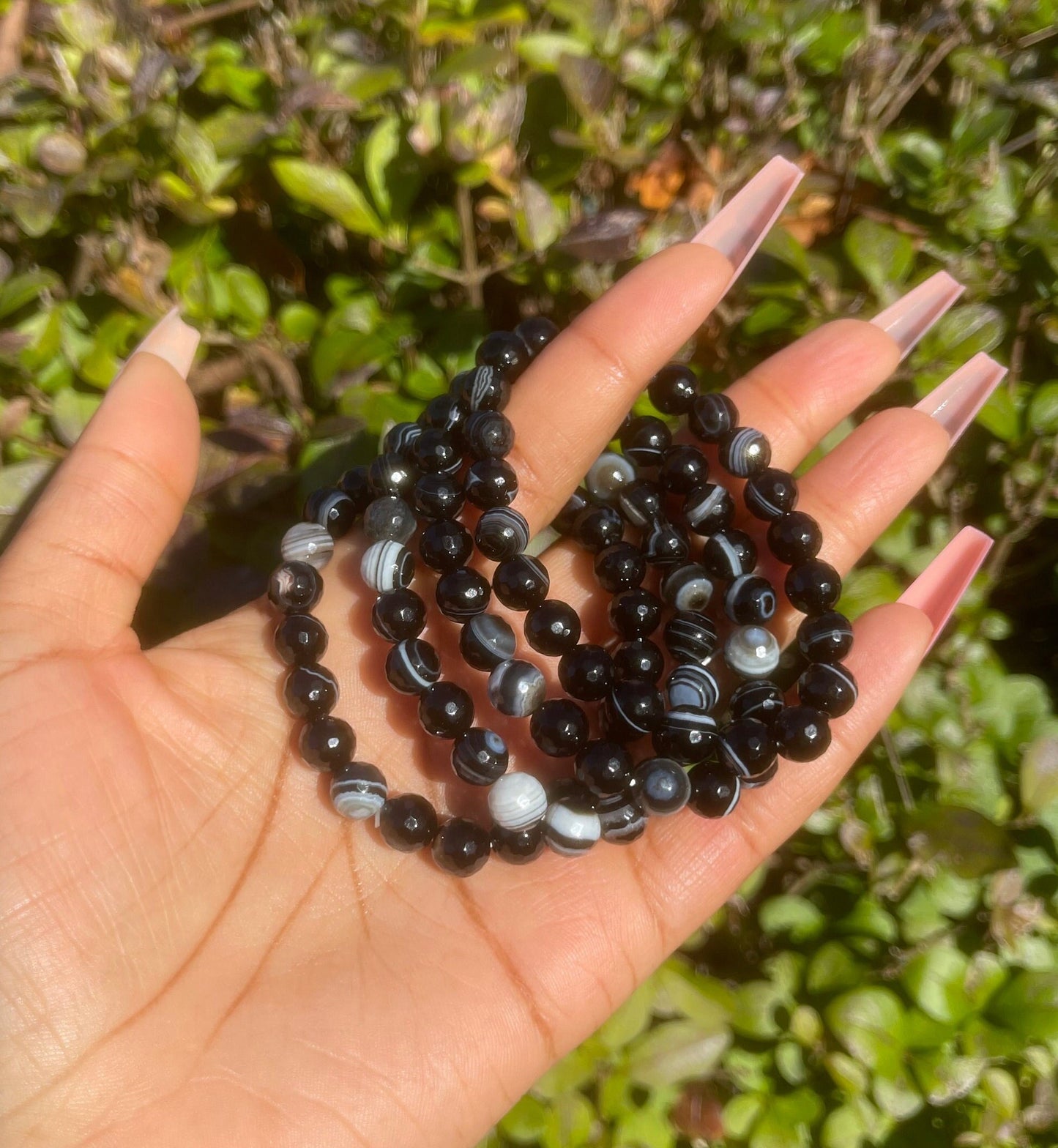 Faceted Black Agate Bracelet