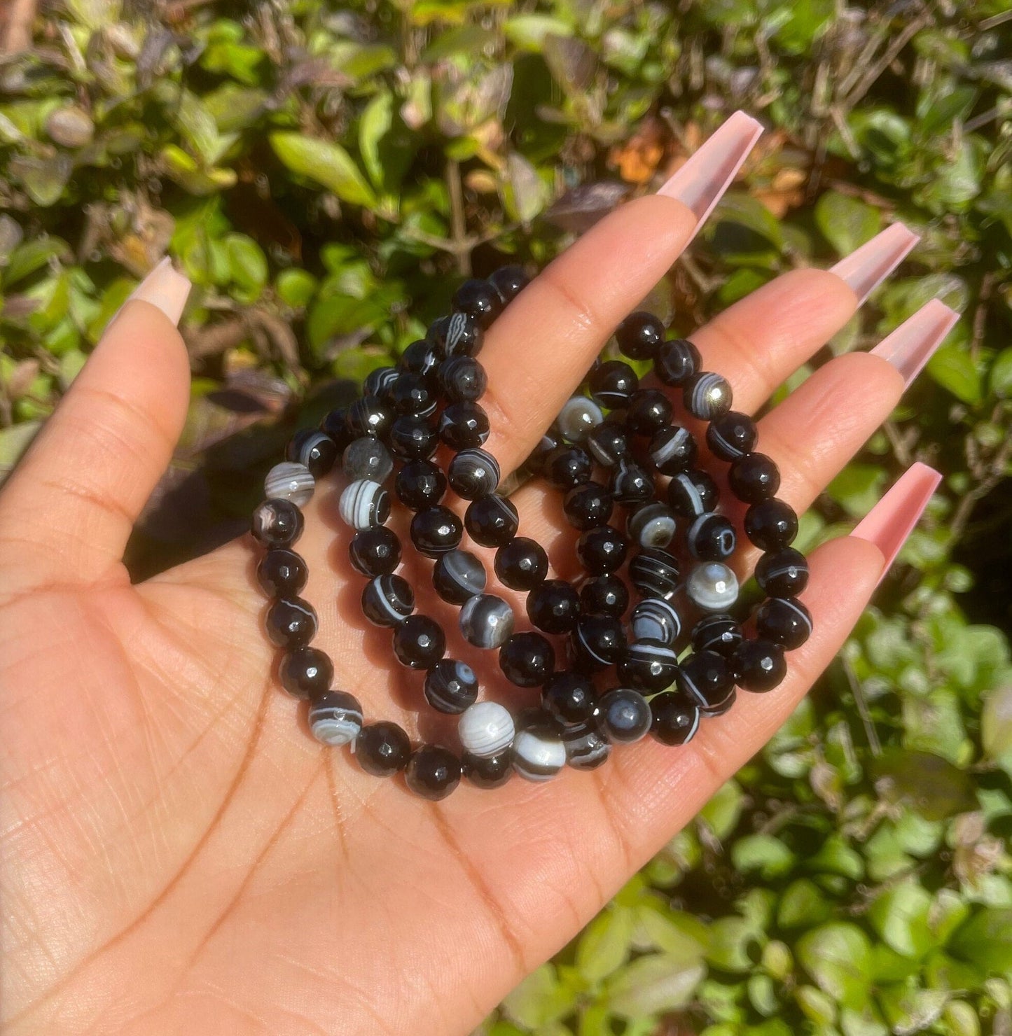 Faceted Black Agate Bracelet