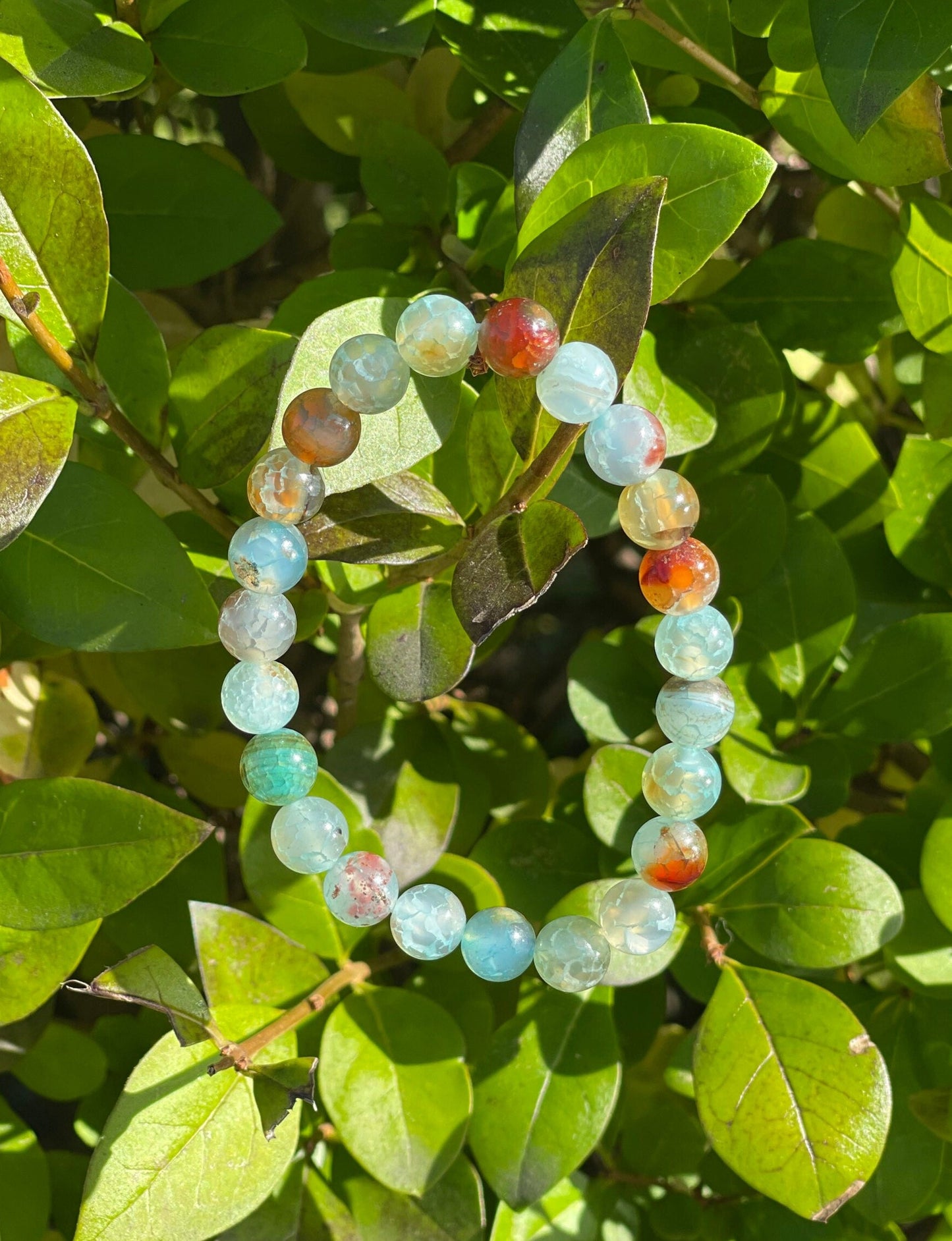 Coral and Blue Agate Bracelet