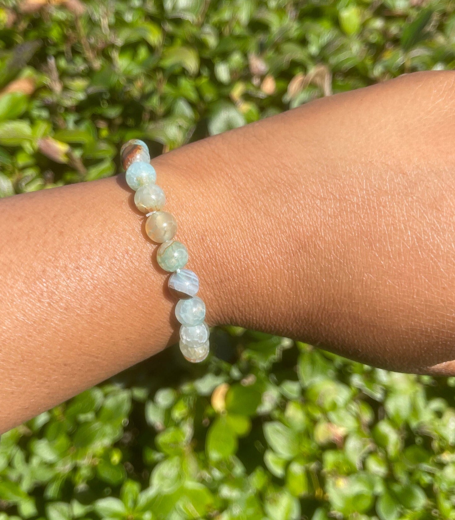 Coral and Blue Agate Bracelet