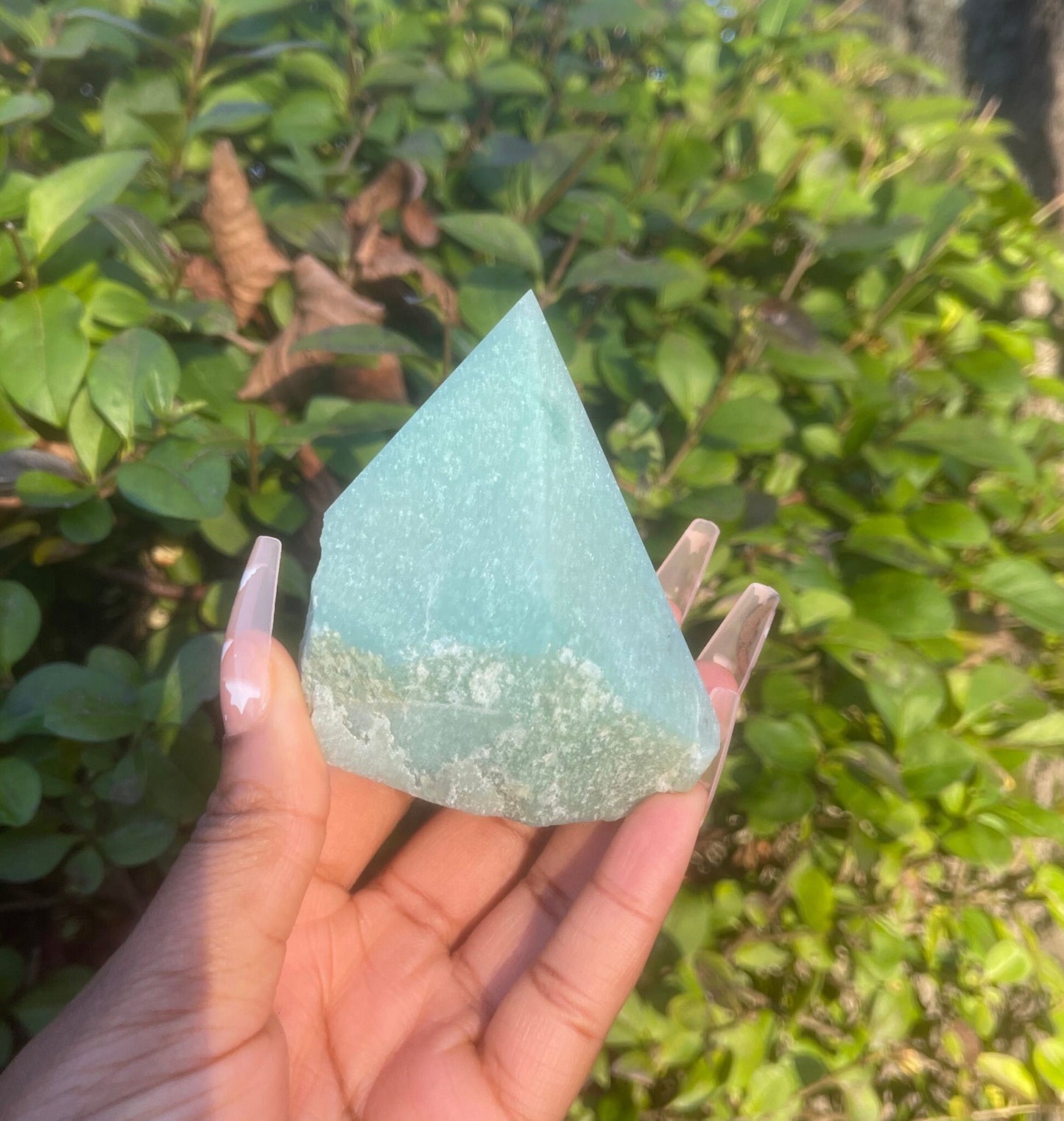 Green Aventurine Raw Polished Point, Crystal Pyramid, Crystal Gifts, Healing, Big Crystals, Money Good Luck, Prosperity Gemstone, Home Decor