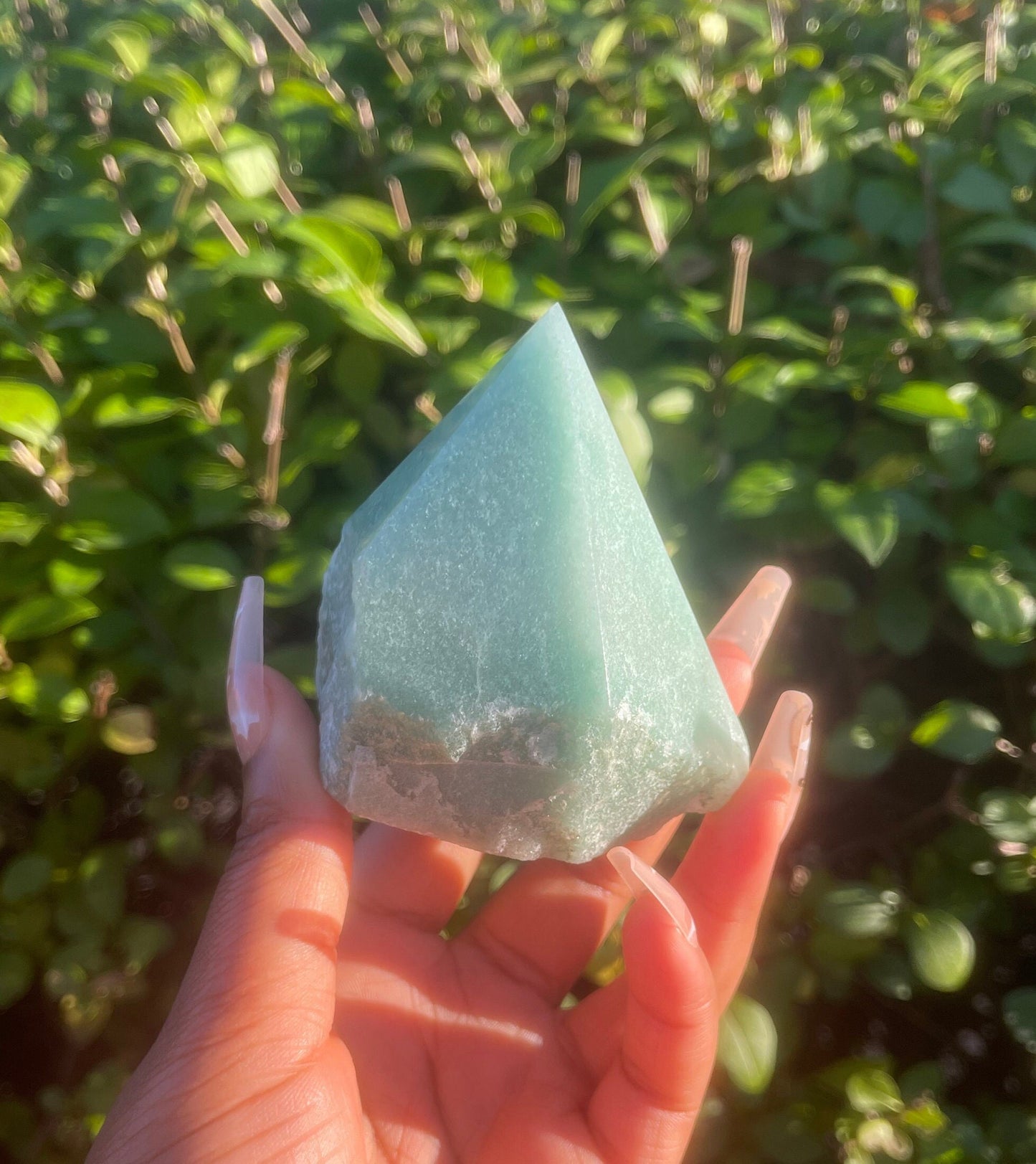 Green Aventurine Raw Polished Point, Crystal Pyramid, Crystal Gifts, Healing, Big Crystals, Money Good Luck, Prosperity Gemstone, Home Decor