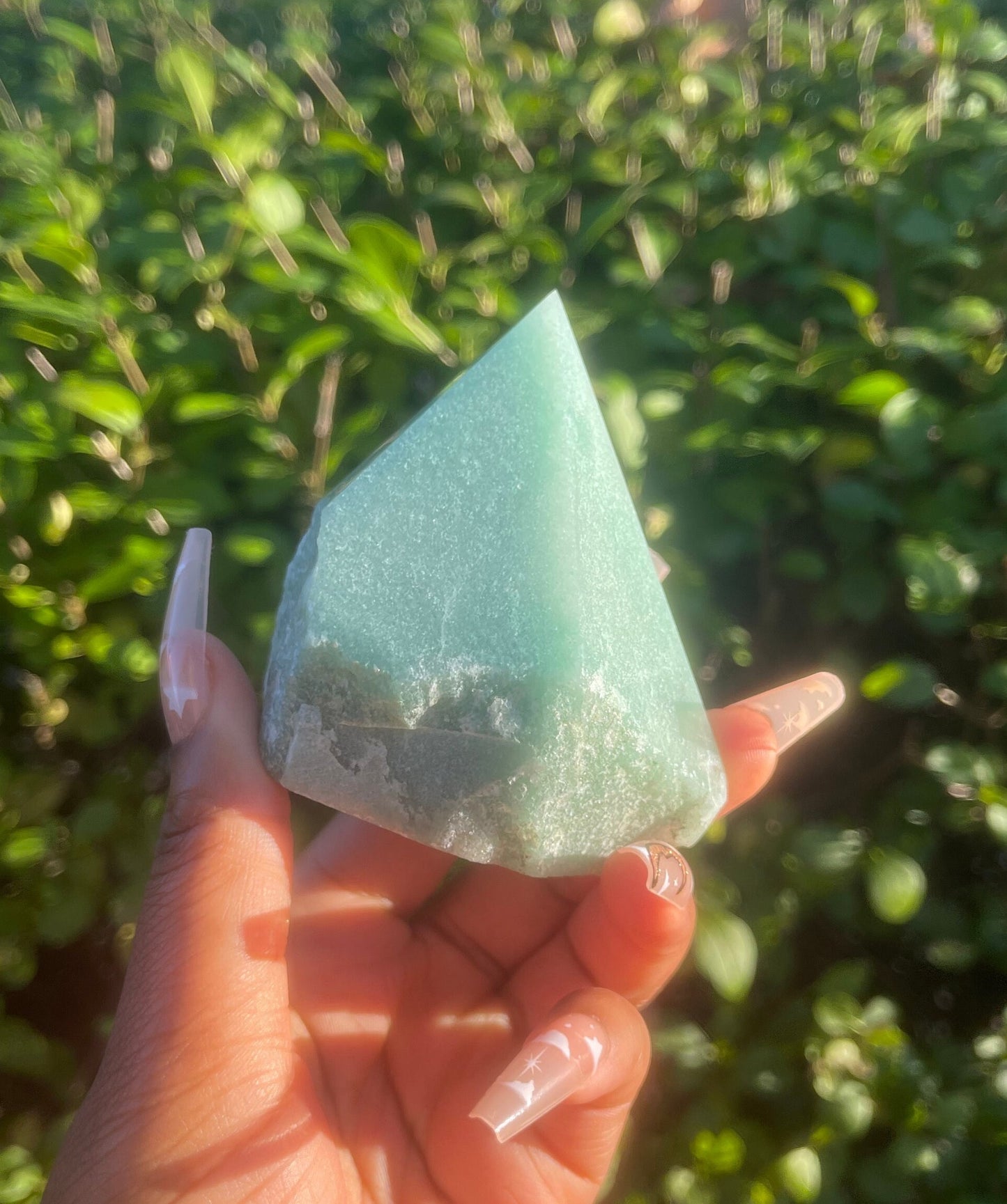 Green Aventurine Raw Polished Point, Crystal Pyramid, Crystal Gifts, Healing, Big Crystals, Money Good Luck, Prosperity Gemstone, Home Decor